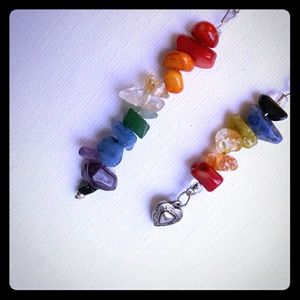 Rainbow chakra earrings natural stone